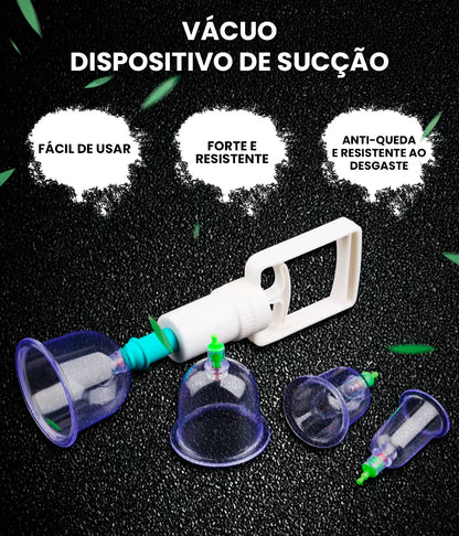 Kit Peças de Ventosaterapia com Pistola de Sucção