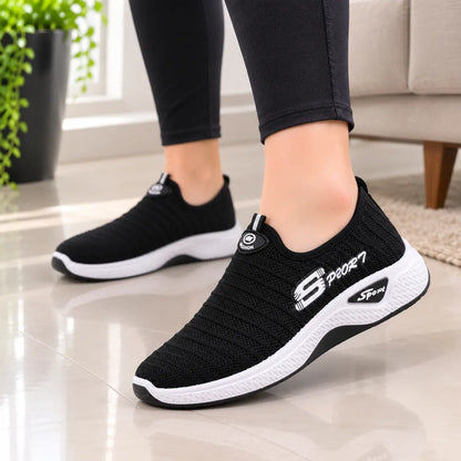 Tênis Feminino Slip-On sem Cadarço StepFlex – Malha Leve Dia a Dia