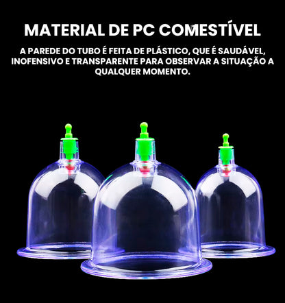 Kit Peças de Ventosaterapia com Pistola de Sucção