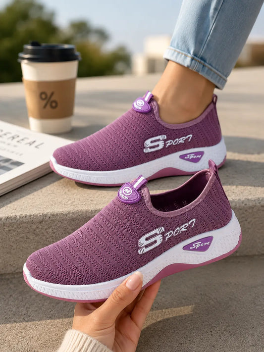 Tênis Feminino Slip-On sem Cadarço StepFlex – Malha Leve Dia a Dia