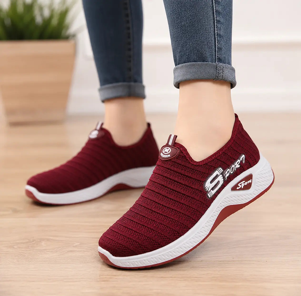 Tênis Feminino Slip-On sem Cadarço StepFlex – Malha Leve Dia a Dia