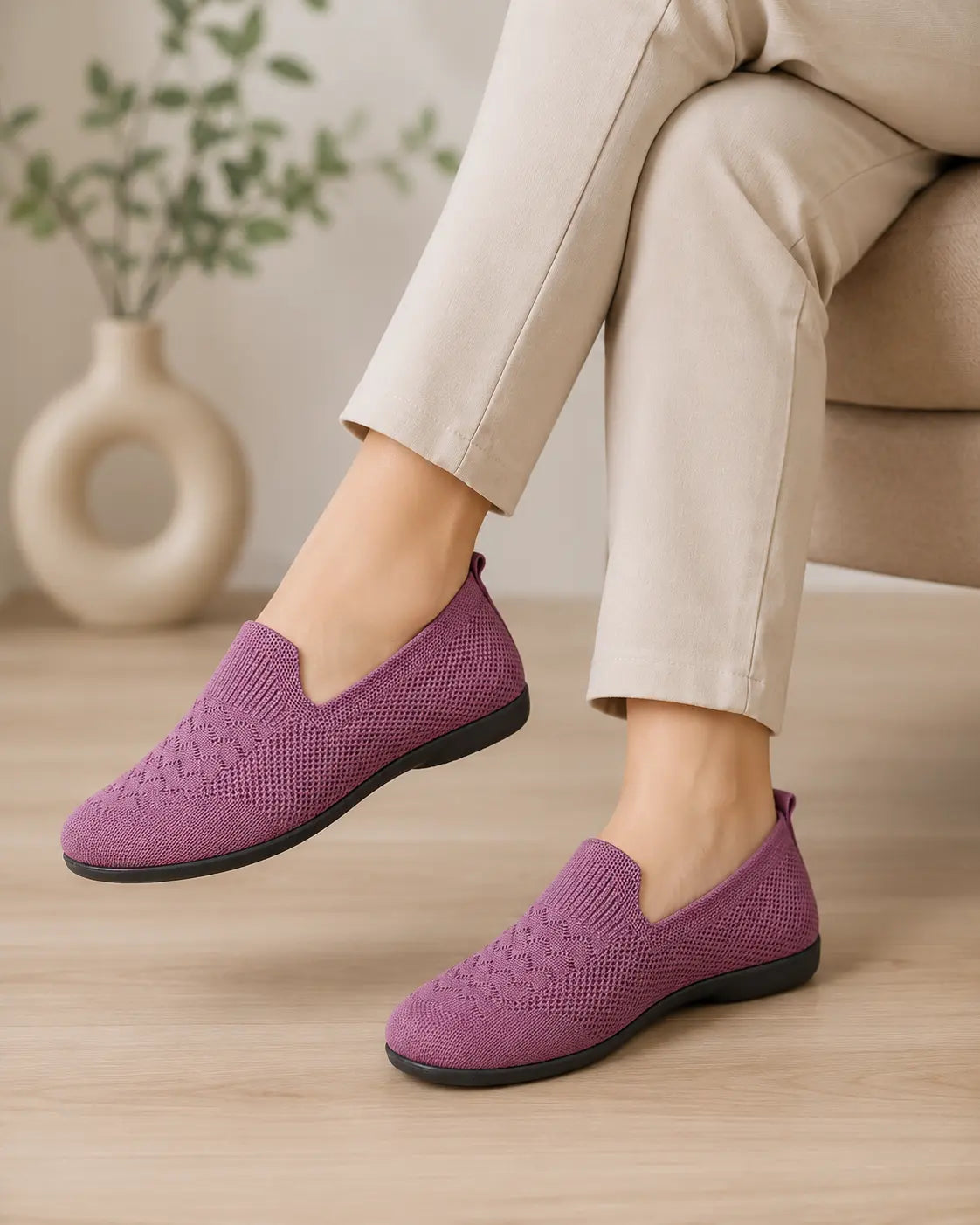 Mocassim Feminino sem Cadarço SoftStep – Malha Respirável Leve