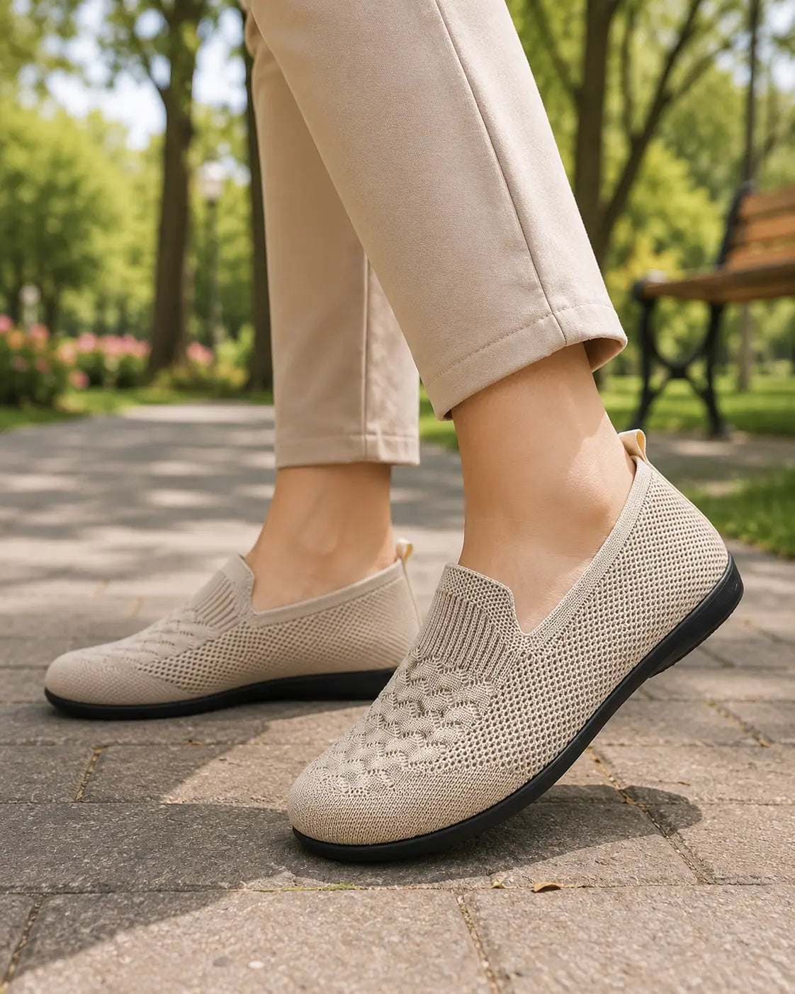 Mocassim Feminino sem Cadarço SoftStep – Malha Respirável Leve
