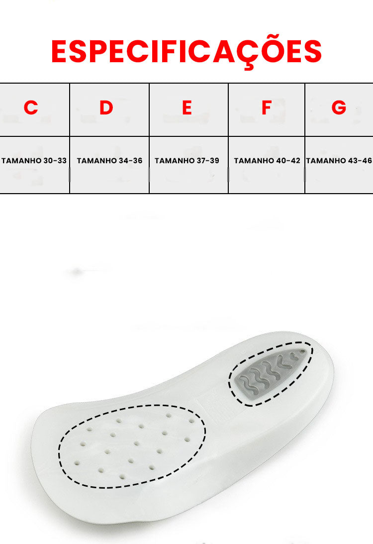 Palmilha Ortopédica para Pés Planos