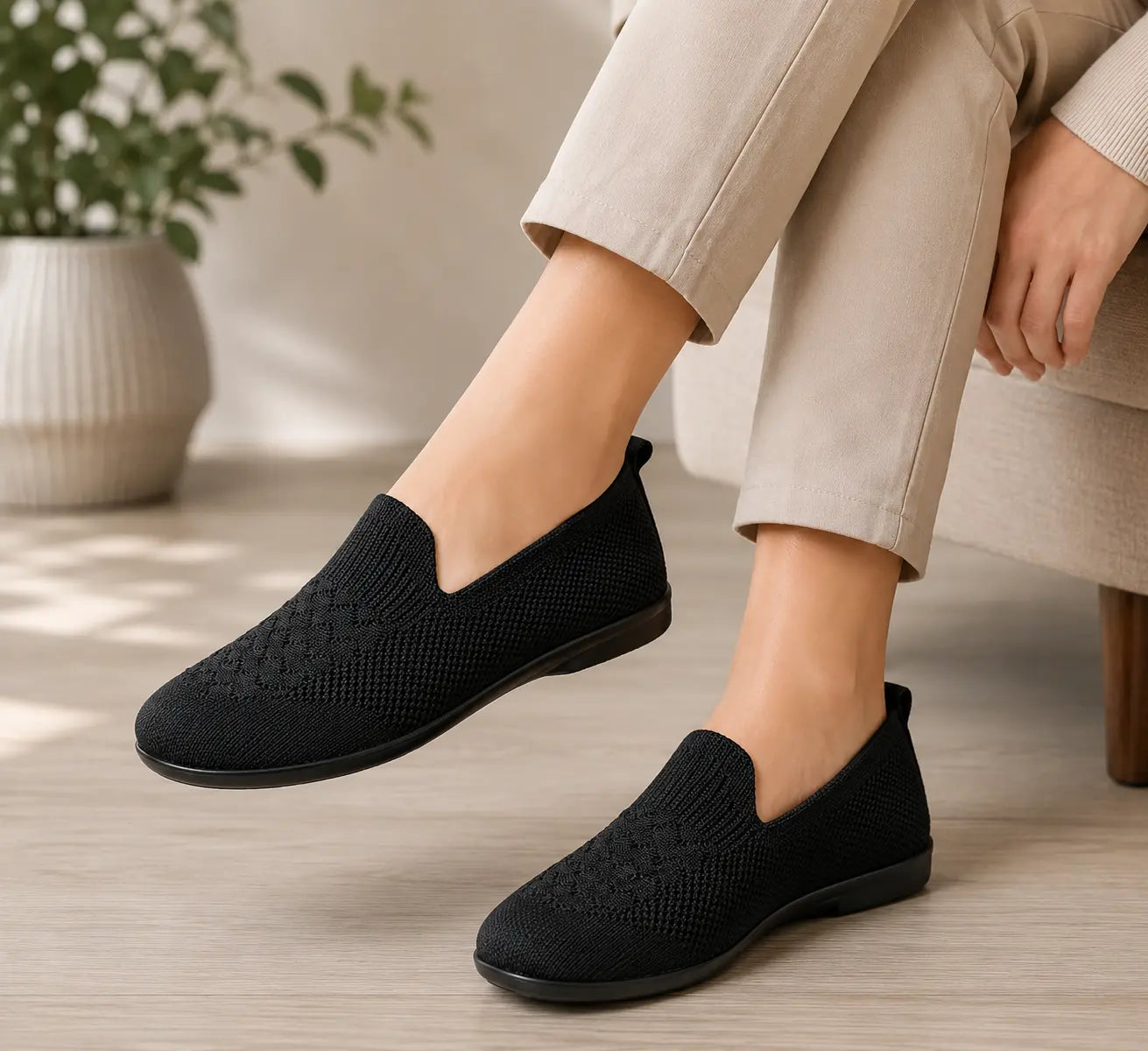 Mocassim Feminino sem Cadarço SoftStep – Malha Respirável Leve