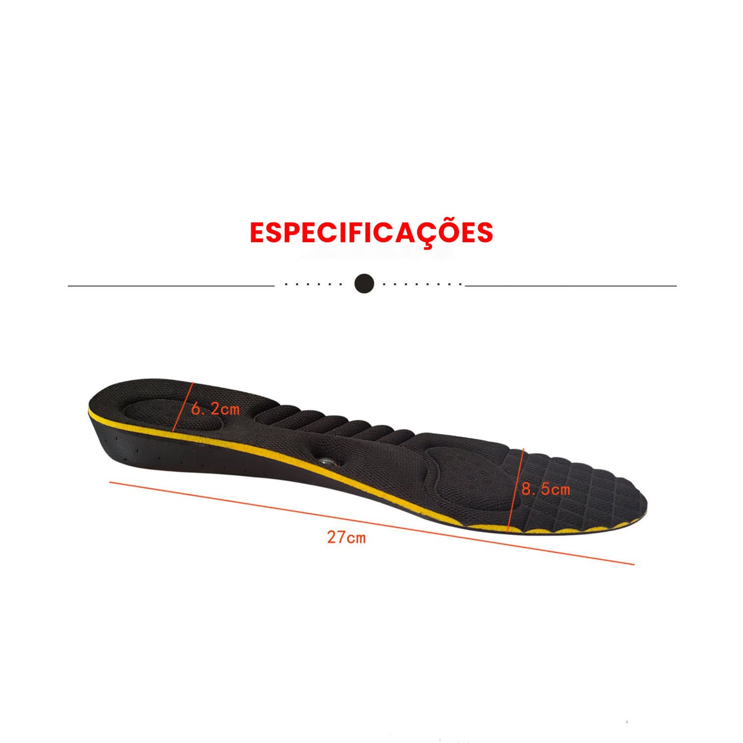 Palmilha Ortopédica de Aumento de Altura 4D