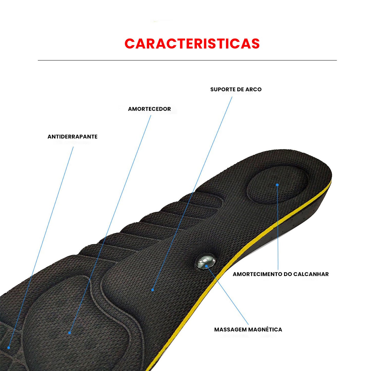Palmilha Ortopédica de Aumento de Altura 4D