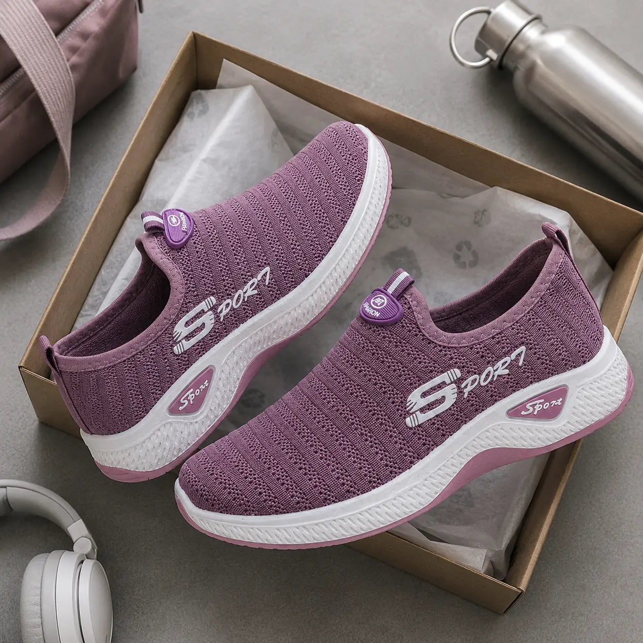 Tênis Feminino Slip-On sem Cadarço StepFlex – Malha Leve Dia a Dia