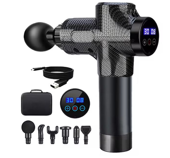 Pistola de Massagem Muscular Em Fibra Recarregável